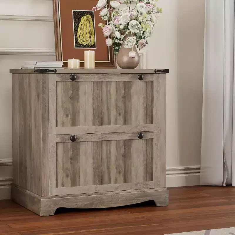 2 Drawer File Cabinet,Lateral File Cabinet with Hanging File Folders for a4/Letter/Legal Size Documents,Wood Rustic Storage Cabinet for Home Office