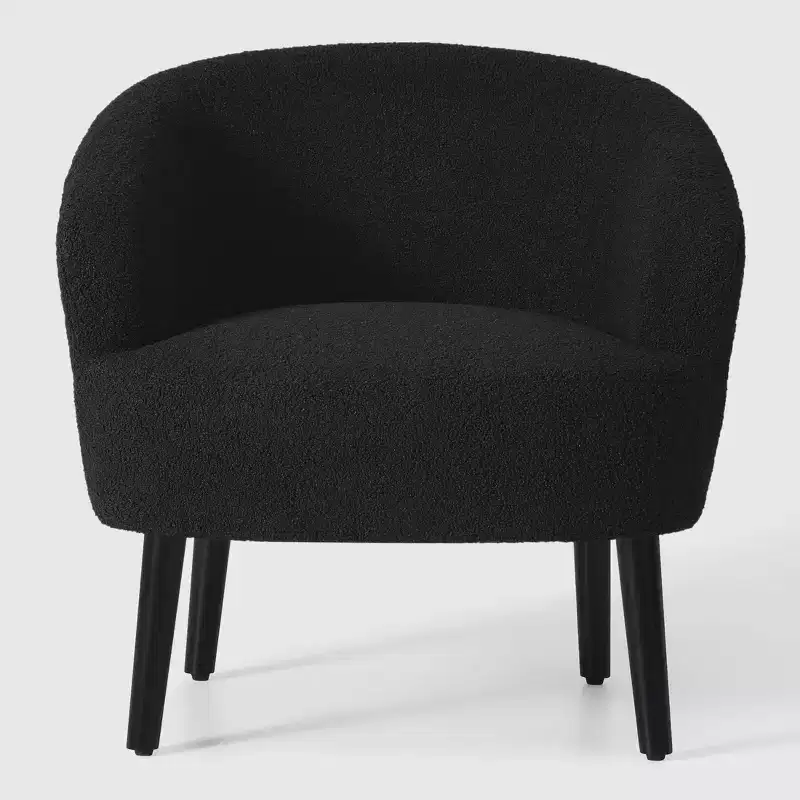 WestinTrends Alexandria 29 Wide Mid Century Modern Faux Shearling Barrel Accent Arm Chair
