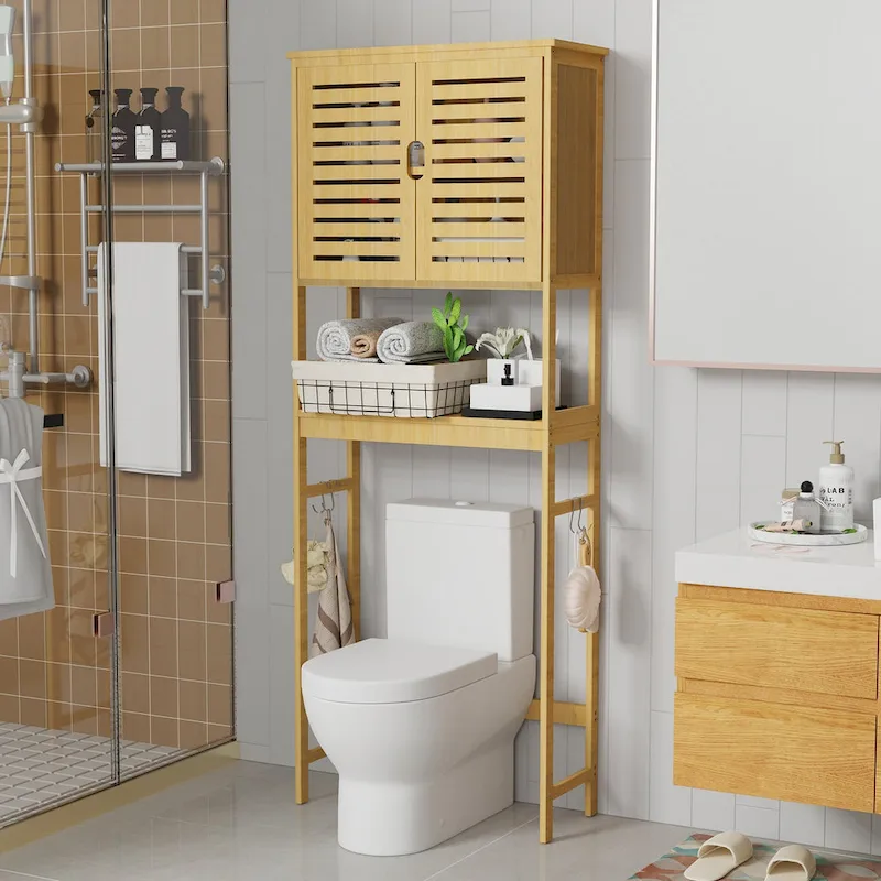 4-Tier Over-The-Toilet Storage Shelf with Cabinet