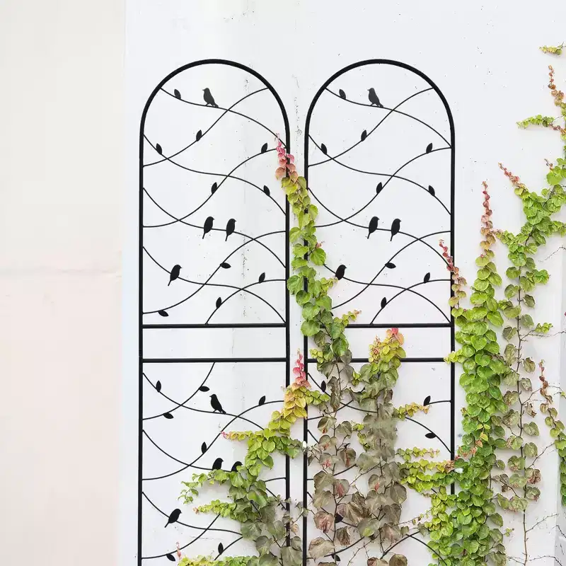 Metal Garden Trellis 71 x 19.7 Inch Rustproof Climbing Plants Support Black Outdoor Flower