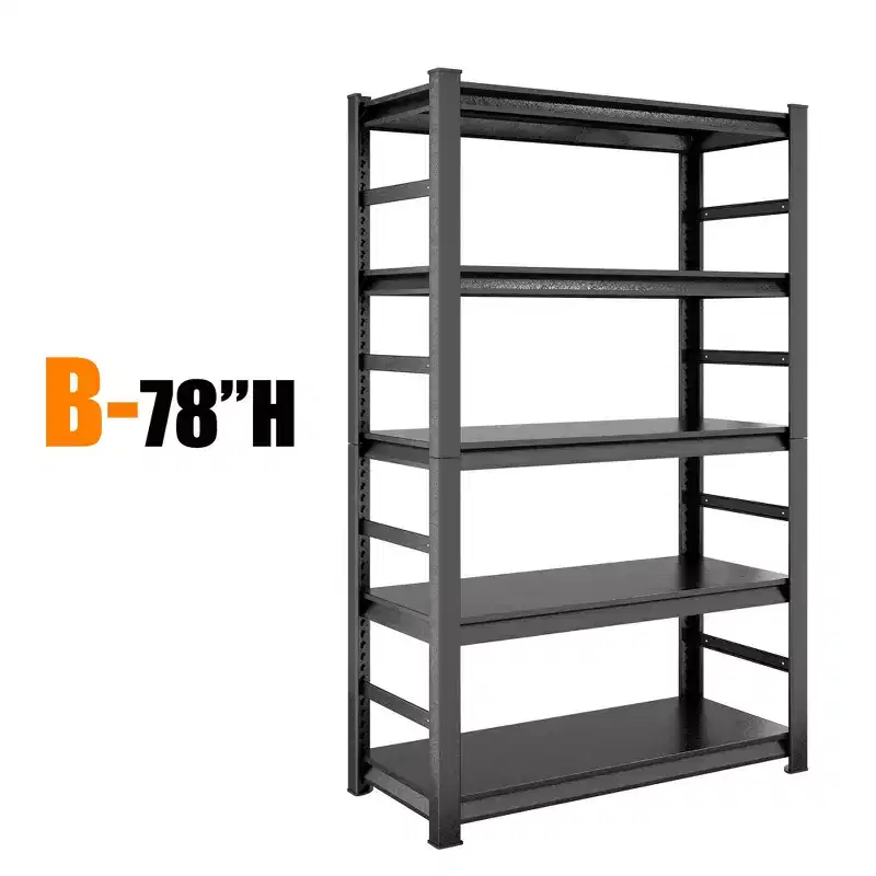 78 Inch H 5 Tier Adjustable Metal Storage Shelves Decorative Wall Shelves for Kitchen Garage Office