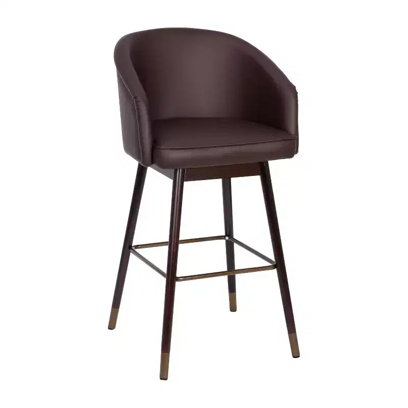 Emma and Oliver Upholstered Bar Height Dining Stool with Wood Frame