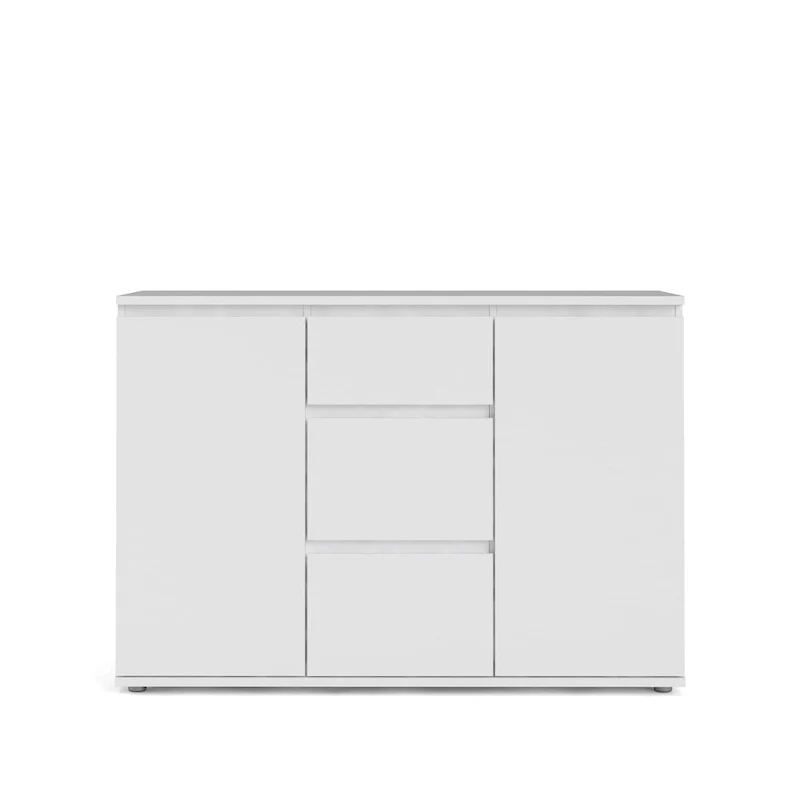 Modern White Sideboard with 2 Doors, 3 Drawers & Adjustable Shelves