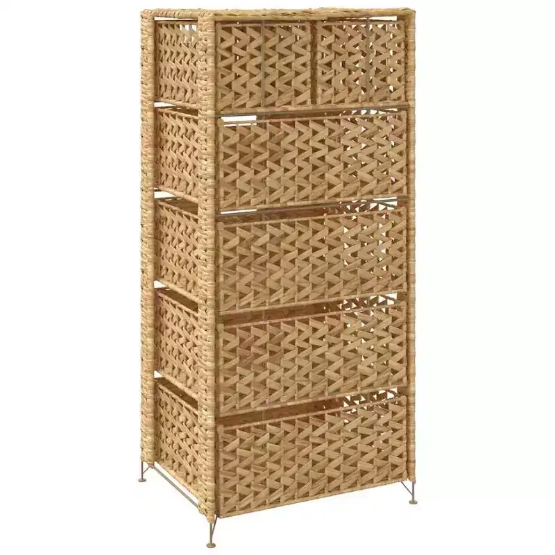 vidaXL Storage Unit Storage Chest Organizer with 6 Baskets Water Hyacinth - 18.5 x 14.6 x 39.4