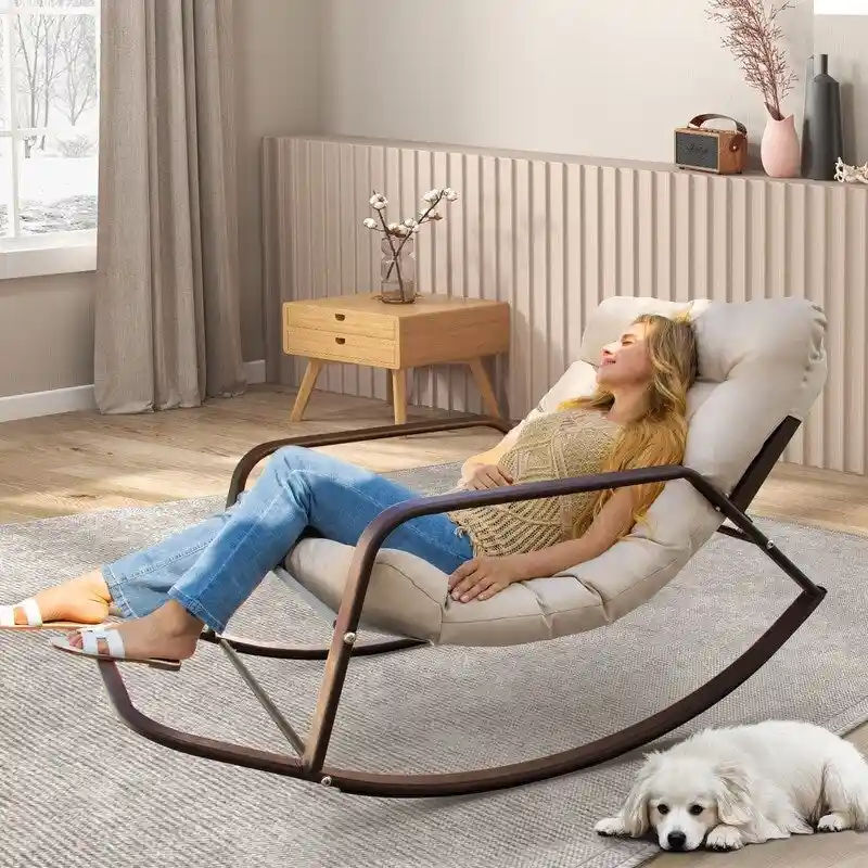 Indoor Royal Oversized Rocking Lounge Chair, 450 lbs with Water-Resistant Cushions
