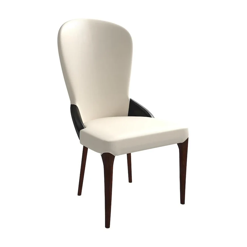 Leather Upholstered Solid Wood Dining Chair with Two-Tone Design