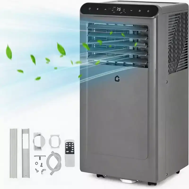 GustoWave 8,000 BTU 4-in-1 Portable Air Conditioner - Cools Up to 350 Sq.Ft, Quiet Operation, Remote Control, 24H Timer, LED Display