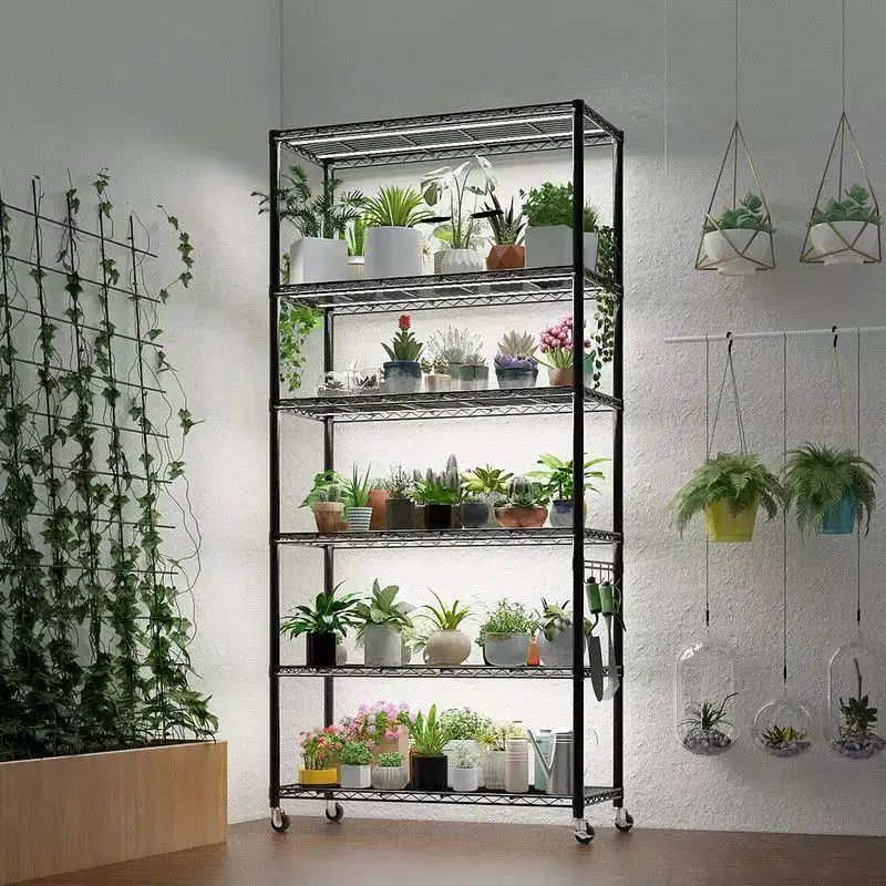 Heavy Duty Storage Adjustable Metal Shelves Wire Shelving Unit With Wheels 1200LBS NSF