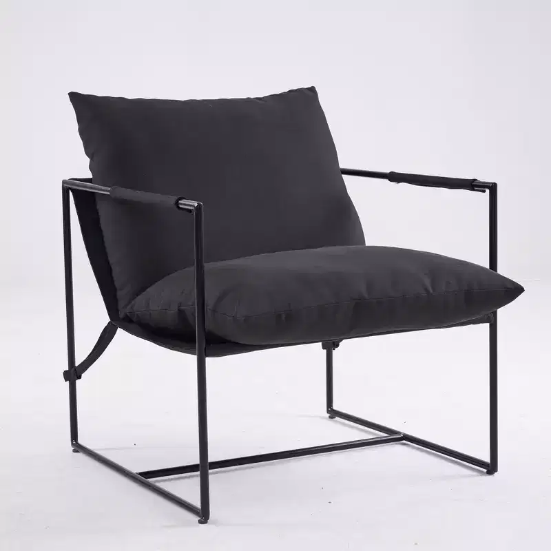 Upholstered Sling Accent Chair with Metal Frame - Modern Style
