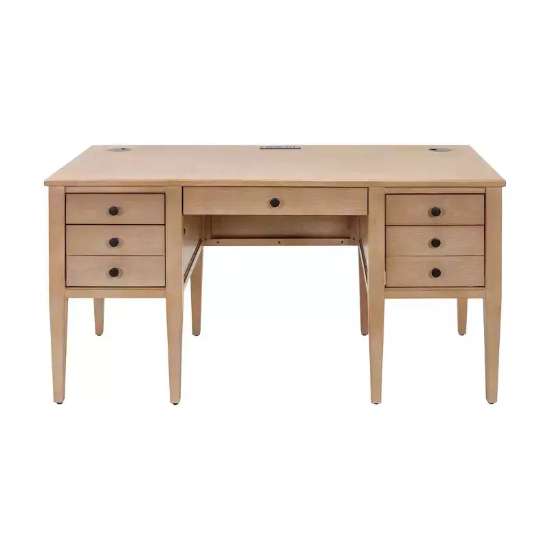 Martin Furniture Modern Wood Half Pedestal Desk Laurel Collection Light Brown: Executive Workstation with All-Purpose Drawer