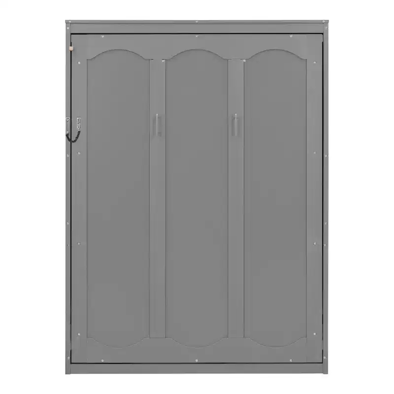 Full/Queen Murphy Bed with Built-In Shelves White/Gray