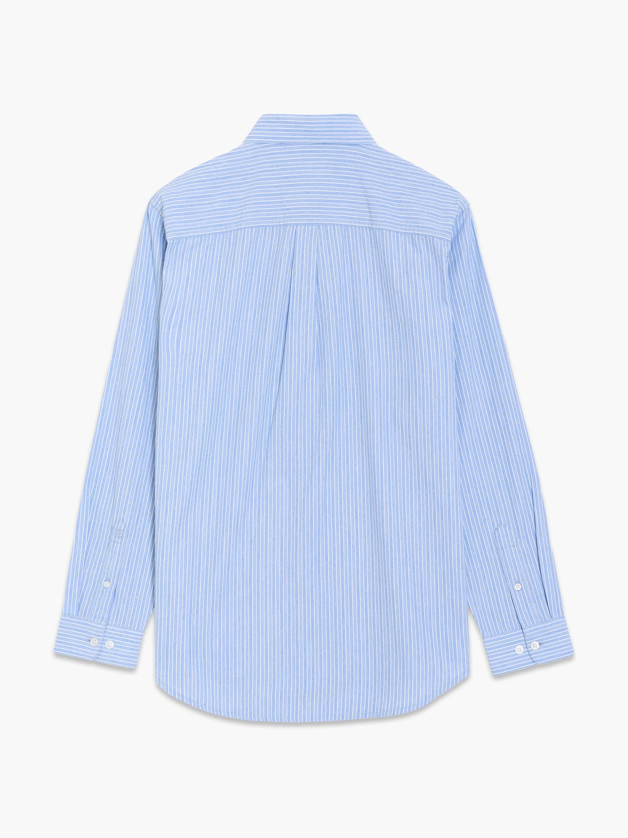 Long Sleeve Cotton Blue Striped Button-Through Shirt