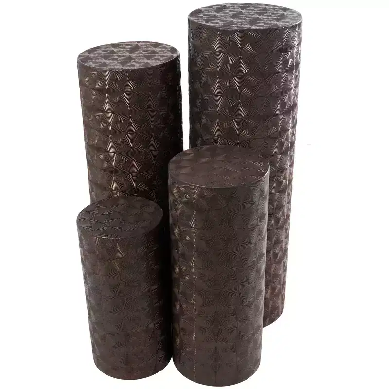 Olivia & May Metal Abstract Tall Slim Pedestal Table: Set of 4, No Assembly, Industrial Style