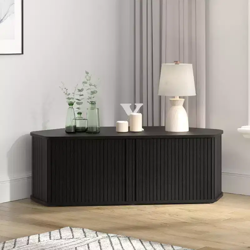 Galano Corner TV Stand with Fluted Doors 43.3 W  20.0 D  14.8 H