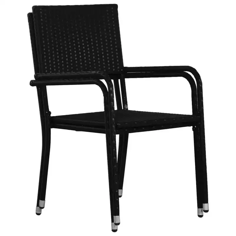 vidaXL Garden Dining Chair Set of 4 Black PE rattan, steel Standard - Black 4