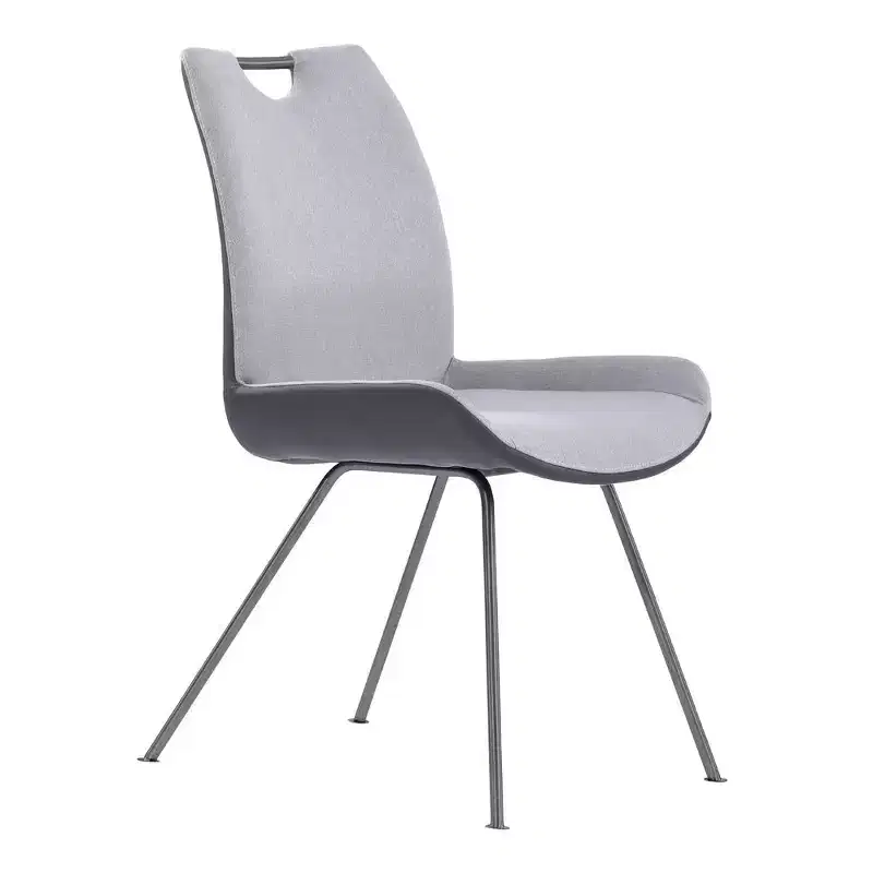 Grey Powder Coat & Pewter Faux Leather Dining Chair, Set of 2