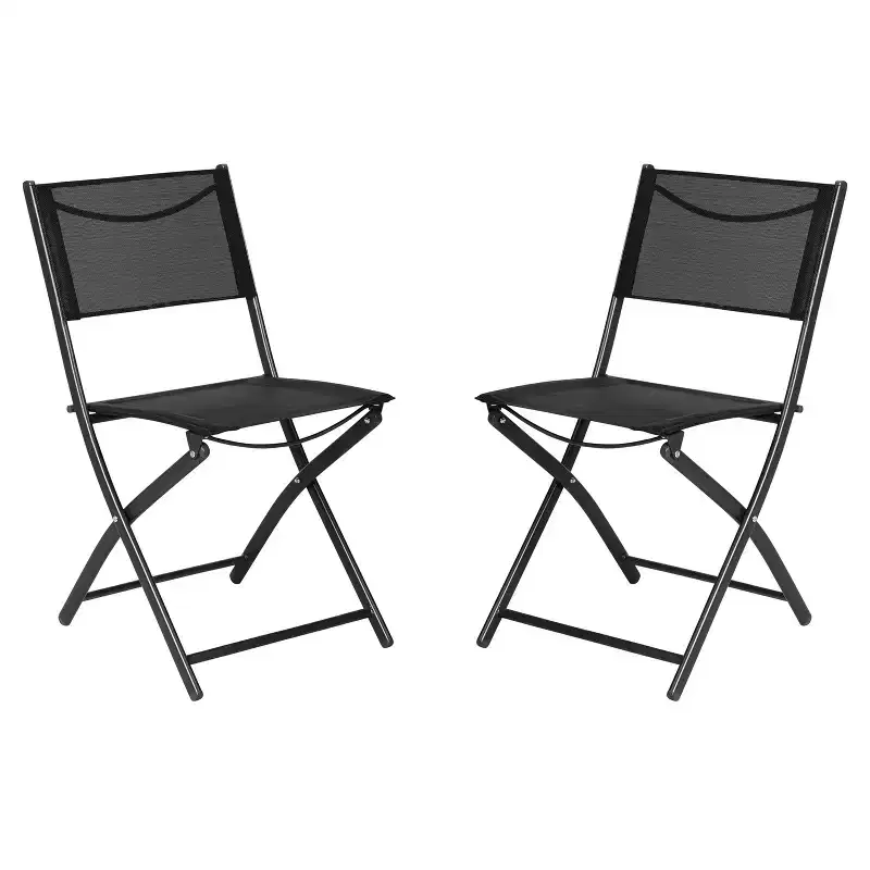 Flash Furniture Brazos Set of 2 Commercial Grade Indoor/Outdoor Folding Chairs with Flex Comfort Material Backs and Seats and Metal Frames
