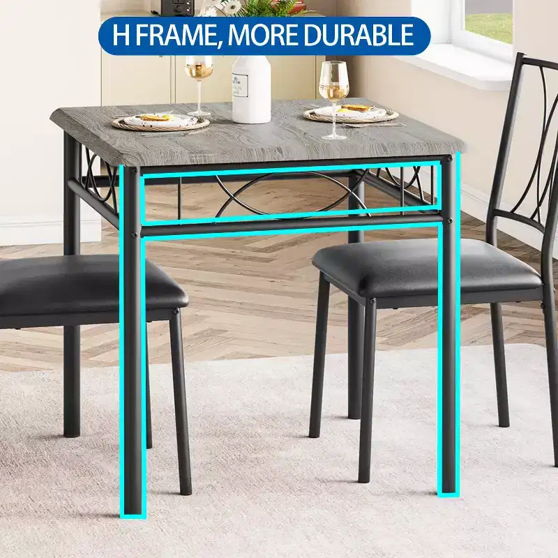 Rectangle Kitchen Table, with 4 Upholstered Chairs
