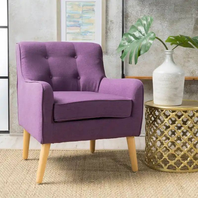 Upholstered Button-Tufted Accent Chair with Iron Hairpin Legs