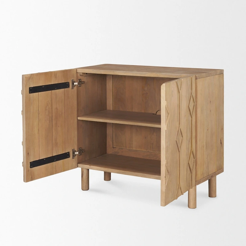 Heera Light Brown Diamond Motif w/ Shelf Accent Cabinet - 36.0L x 16.3W x 32.0H