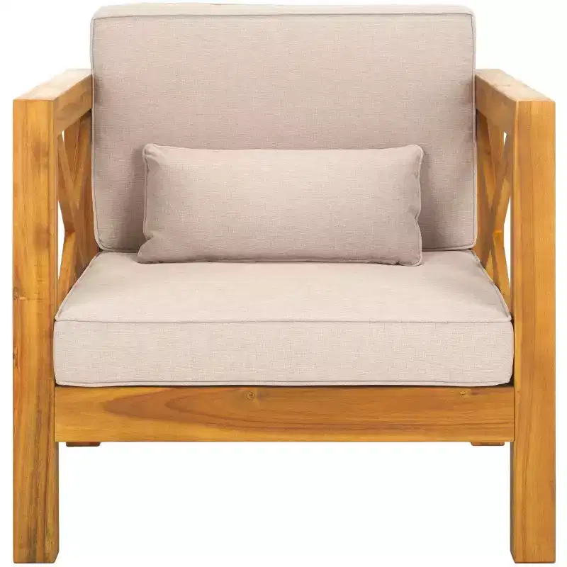 Crewe Chair W/ Cushions Indoor/Outdoor - PAT7323 - Natural/Light Grey - Safavieh