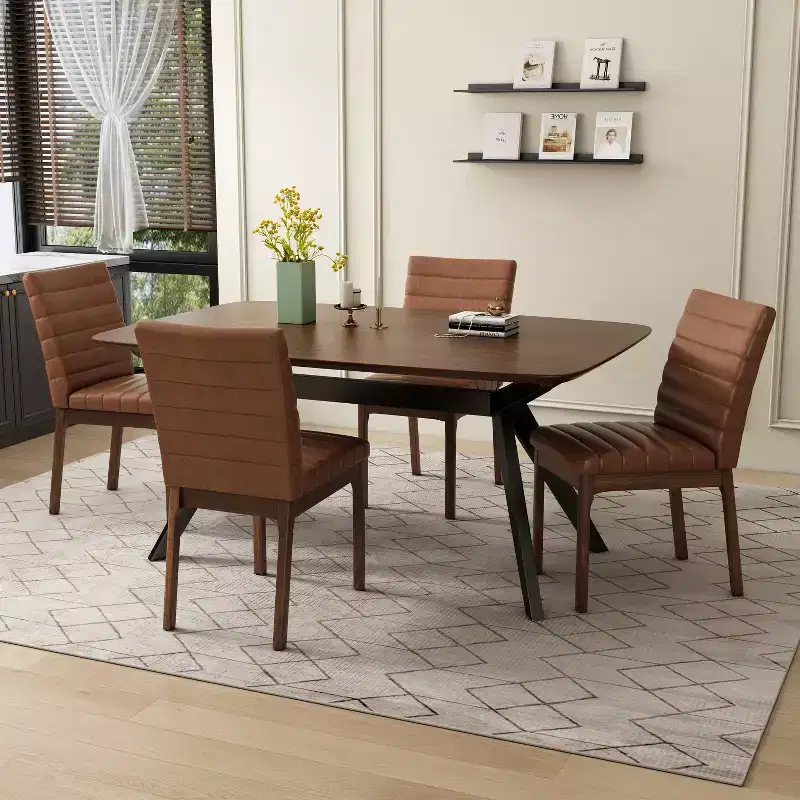 Christopher Knight Home Latisha 5 Piece Mid-Century Modern Rubberwood Upholstered Dining Set