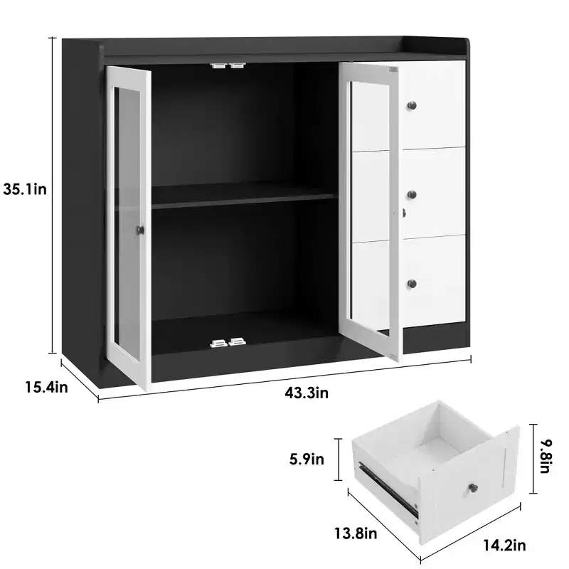 Sideboards, Accent Cabinets with Glass Doors, Kitchen Sideboards, Wooden Coffee Bar Cabinets