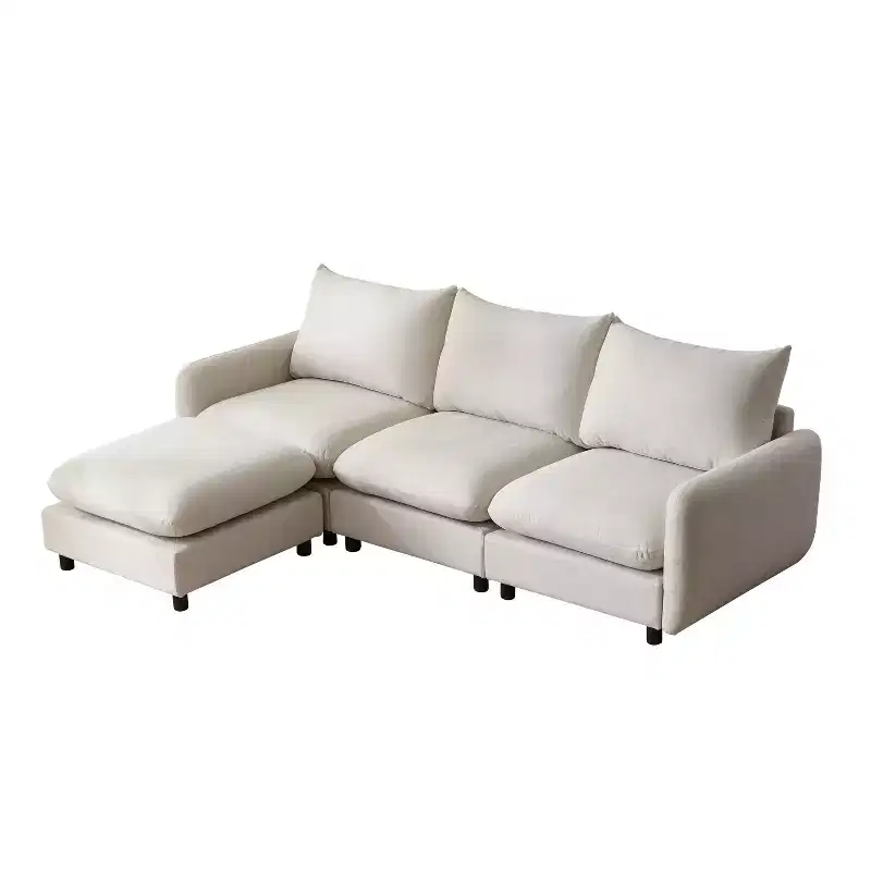 Christopher Knight Home Acker 4 Pieces Modern L Shape Upholstered Sectional Sofa Set, White