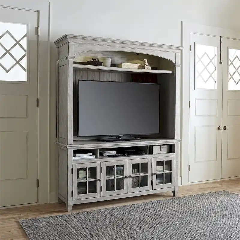 Antique White Tobacco Entertainment Center