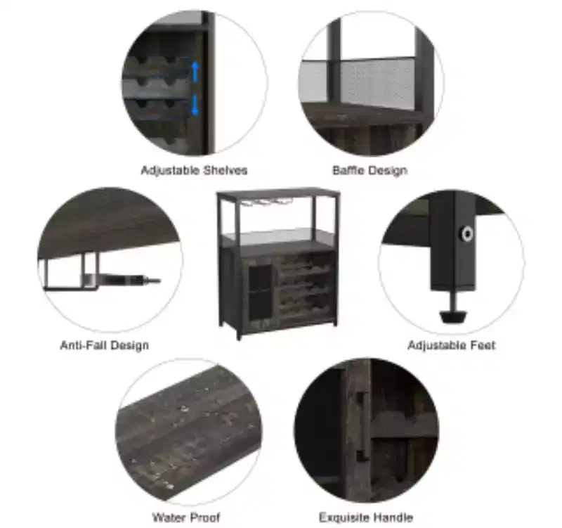 Iron, PB & MDF Wine Cabinet,