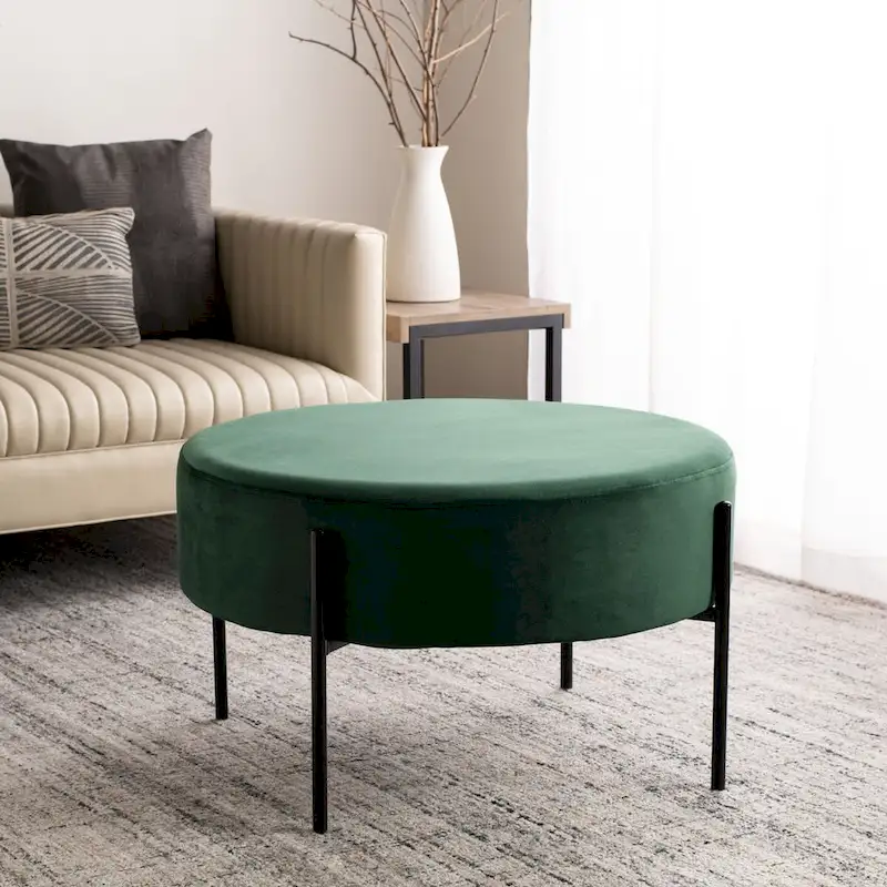 Round Velvet Cocktail Ottoman