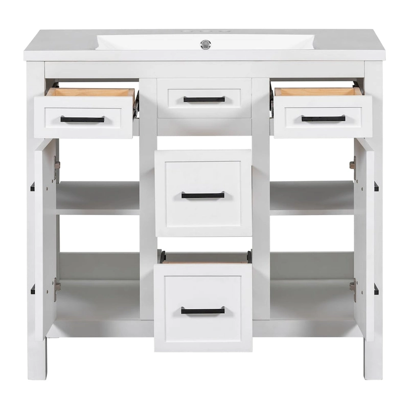 Bathroom Vanity Cabinet with Resin Integrated Sink