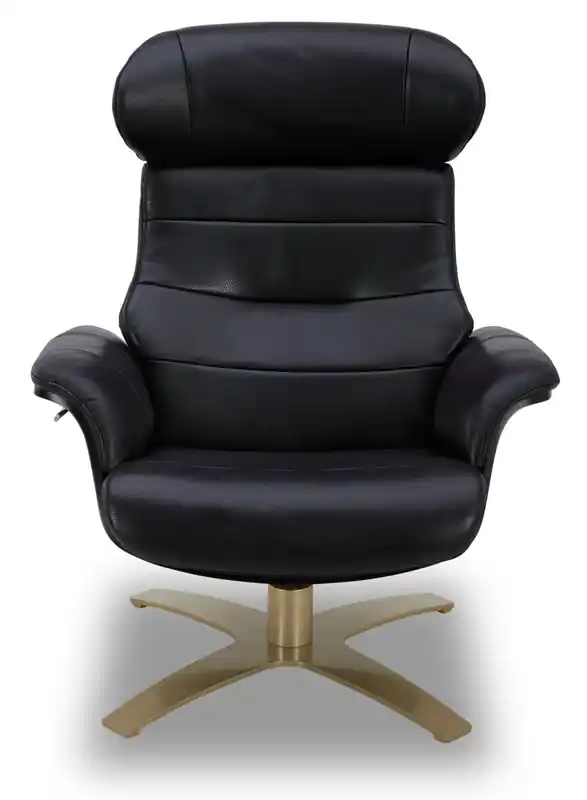 Top-Grain Genuine Leather Swivel Reclining Chair with Footrest