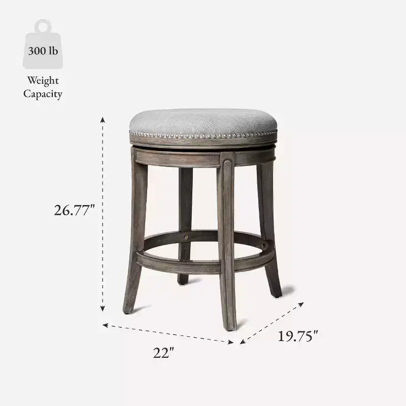 Maven Lane Alexander Backless Swivel Counter Stool with Fabric Upholstery 27