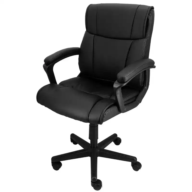Mid Back Adjustable Faux Leather Office Chair in Black