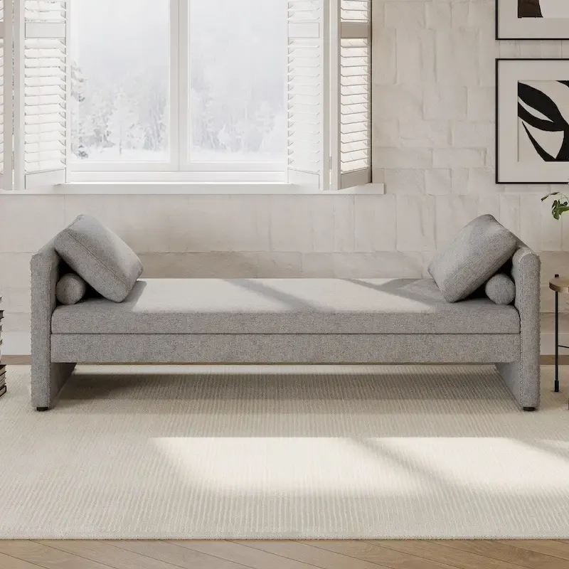 Modern Upholstered Chaise Lounger Daybed with Pillows Small Single Daybed