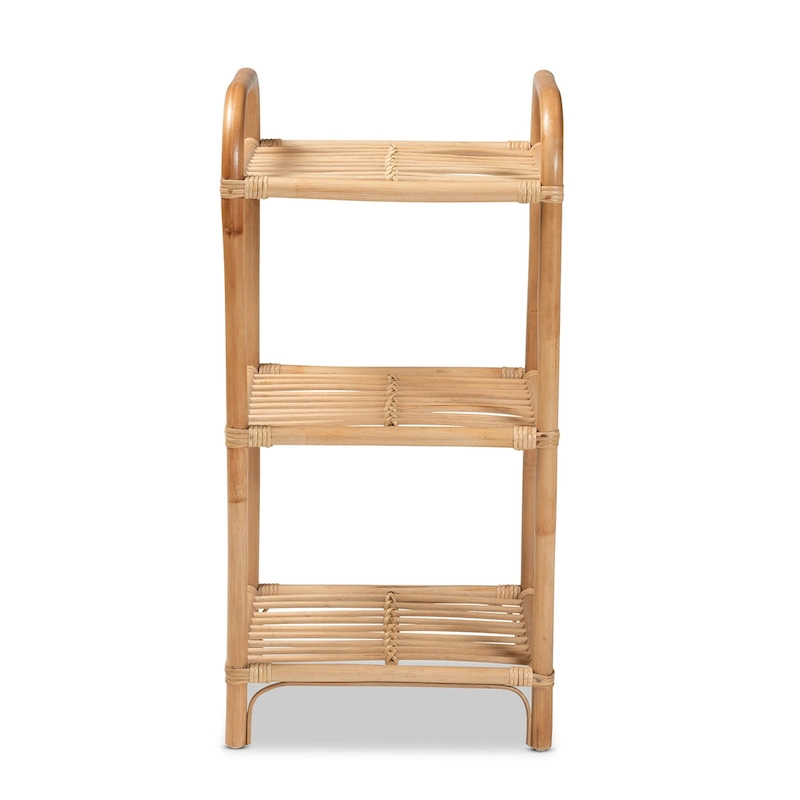 Barras Bohemian Natural Brown Finished Rattan 3-Tier Display Shelf