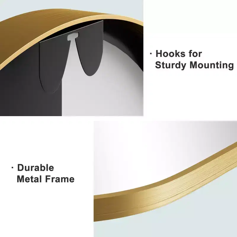 Aluminum Alloy Thin Edge Arch-Shaped Gold Hanging Mirror, Double-Sided Installation