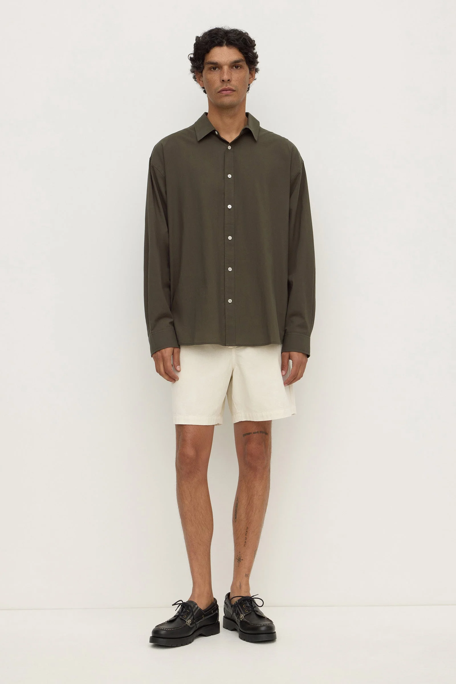 Dark Military Cotton Voile Long Sleeve Shirt