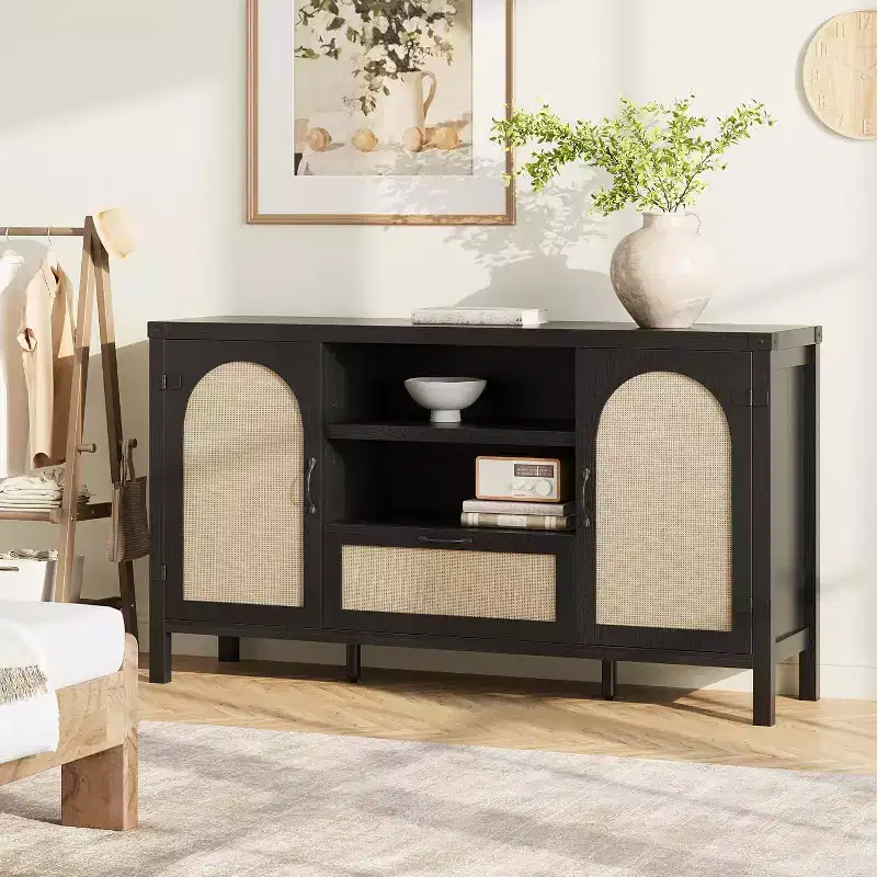 59 Buffet Cabinet with Storage,Farmhouse Kitchen Storage Cabinet with Adjustable Shelves