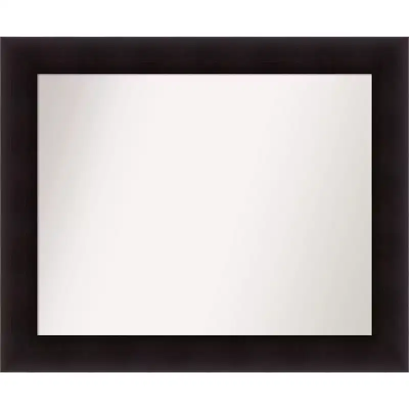 34" x 28" Non-Beveled Portico Espresso Wood Bathroom Wall Mirror - Amanti Art: Modern Rectangle, Wall Mount