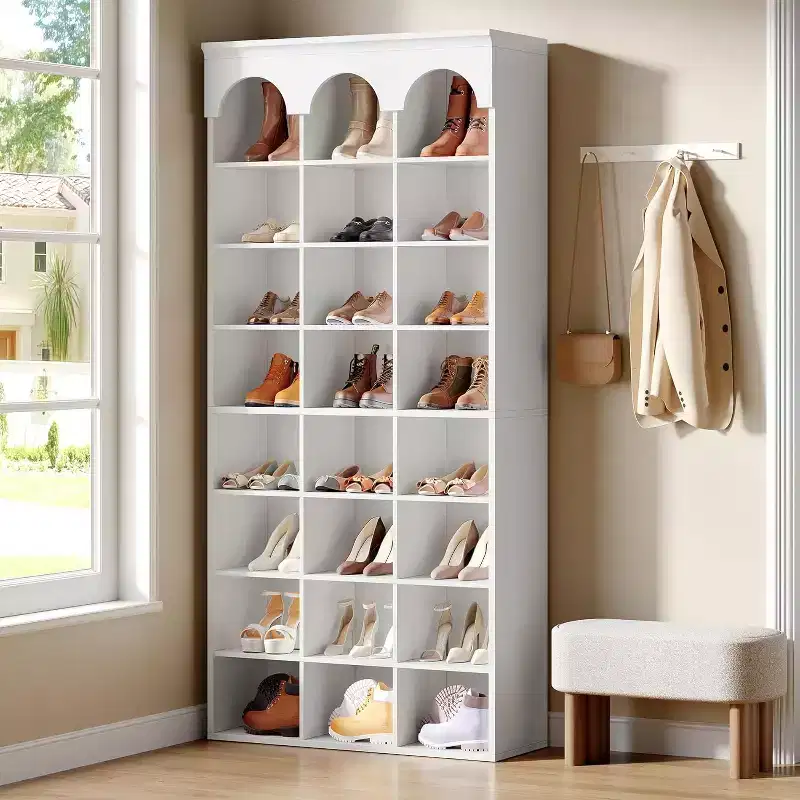 Lantine Shoe Storage Cabinet, 70.87 Tall Shoe Cabinet with Cubby, Shoe Rack Closet Organizer for Entryway, Living Room, 9.65 Widened Cell, White
