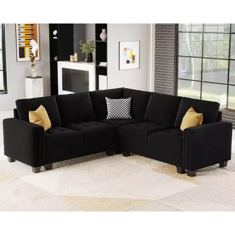 Belffin Modular Velvet Tufted L Shaped 4 Seater Corner Sofa