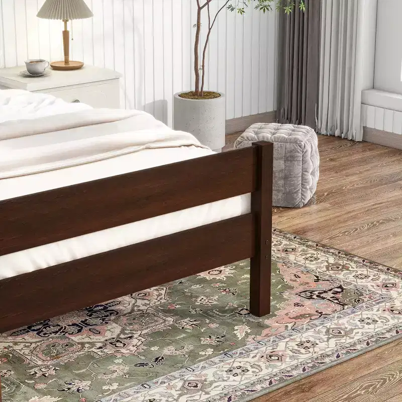 MATEERTY Twin Bed with Headboard Brown