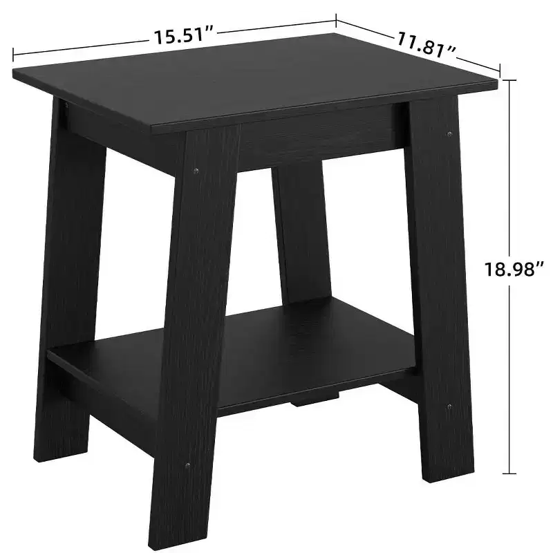 Farmhouse End Table  Rustic 2-Tier Side Table with Storage Shelf, Narrow Nightstand, Minimalist Accent Table for Living Room and Bedroom
