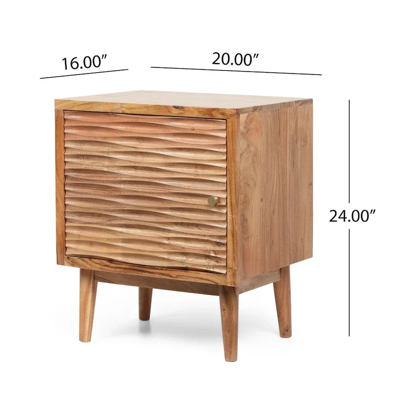 Eakins Handcrafted Boho Acacia Wood Nightstand by Christopher Knight Home