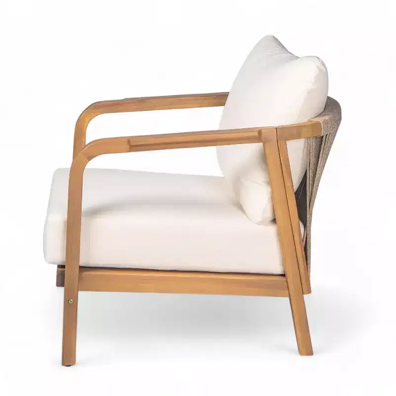 Christopher Knight Home Ivana Patio Woven Rope Acacia Wood Club Chair with Deep Cushions (Set of 2)