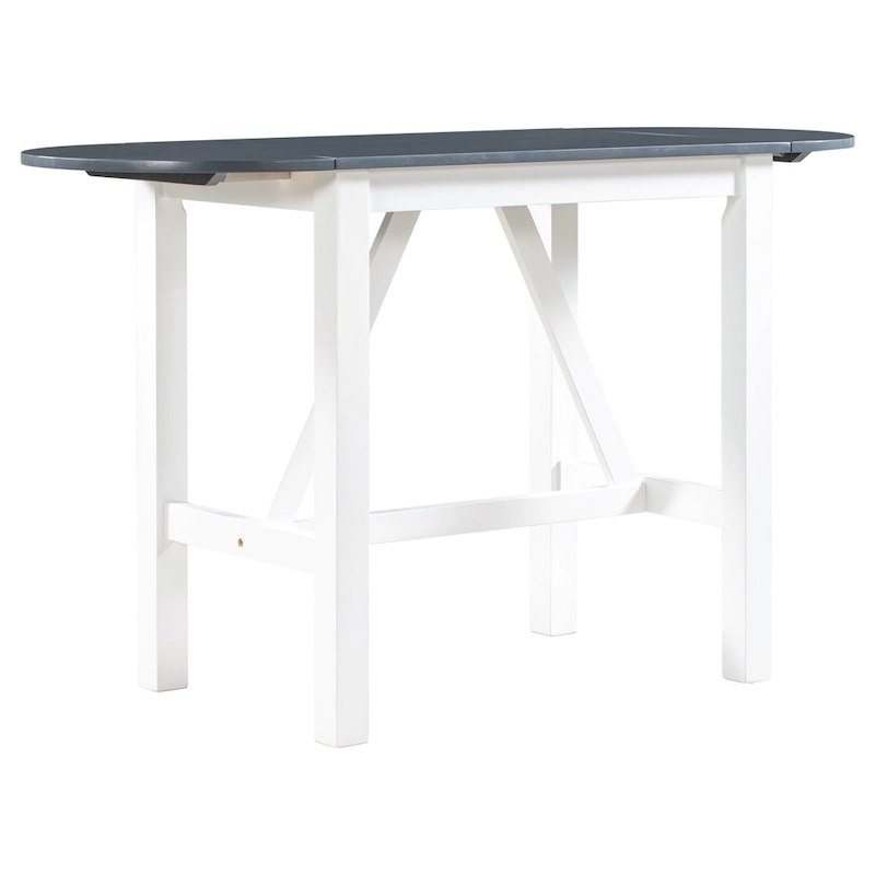 White 3-Piece Wooden Counter Height Dining Table Set with Drop Leaf Table & 2 Chairs
