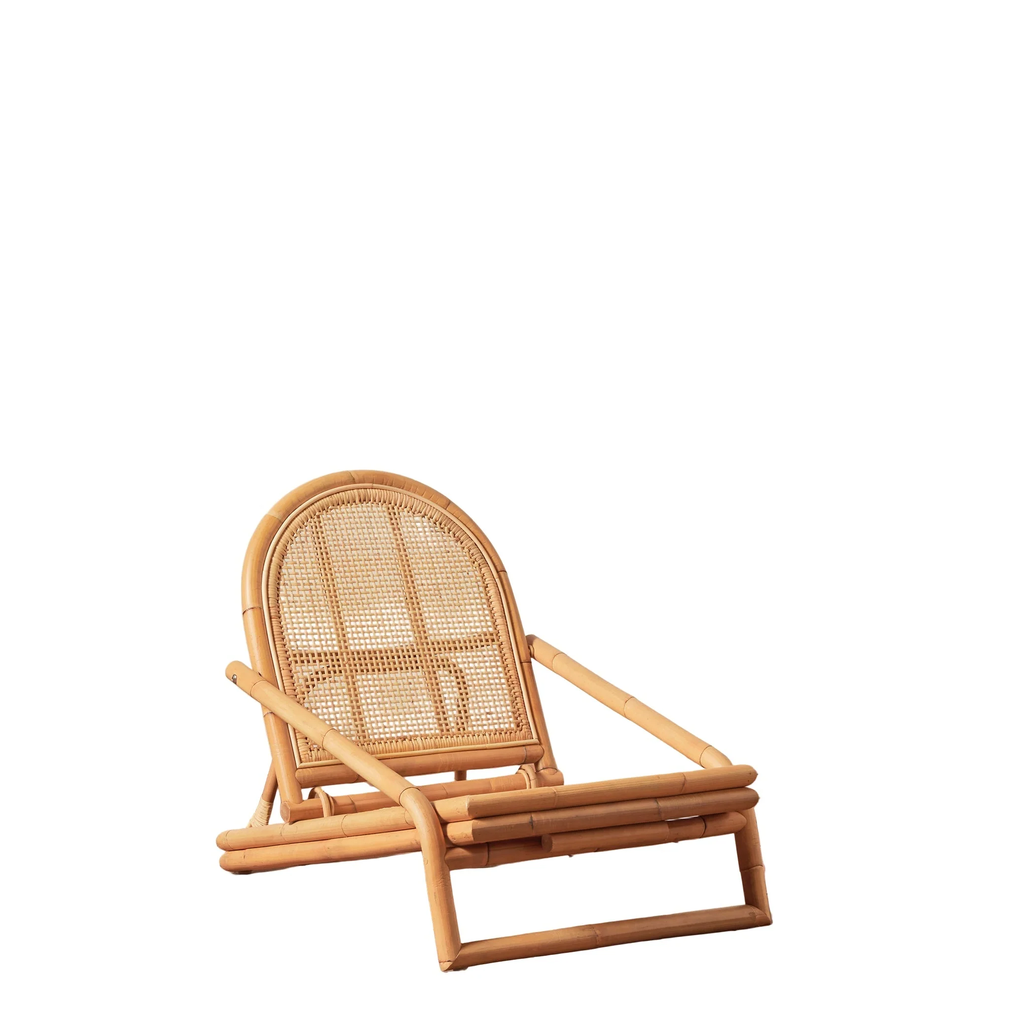 Collapsible Sustainably Harvested Rattan Outdoor Chair with Deep Seat & Arch Back for Patio or Garden