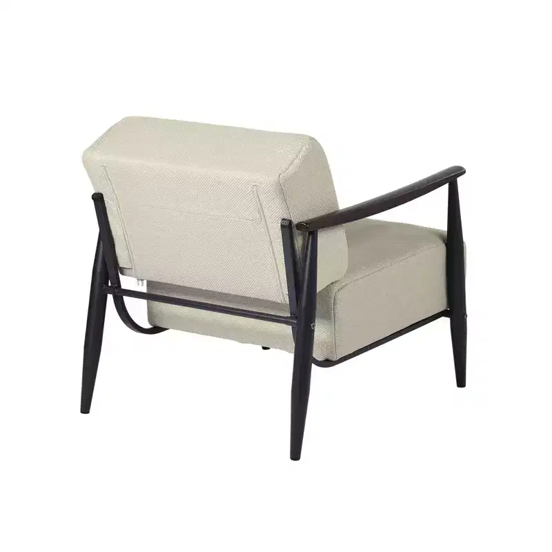 HomeRoots 28 Beige and Black Upholstered Cushion and Solid Wood Arm Chair